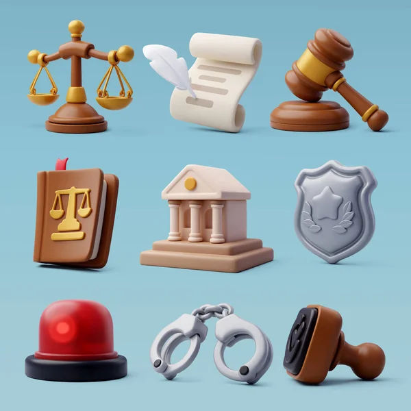 Sbírka Law Judgment Icon Lawyer Police Punishment Court Concept — Stockový vektor