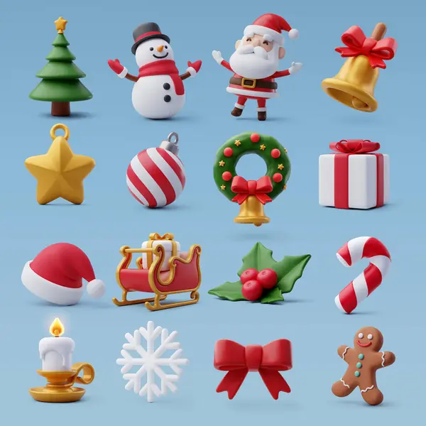 stock vector Collection of 3d Christmas icons, Merry Christmas and Happy new year concept.