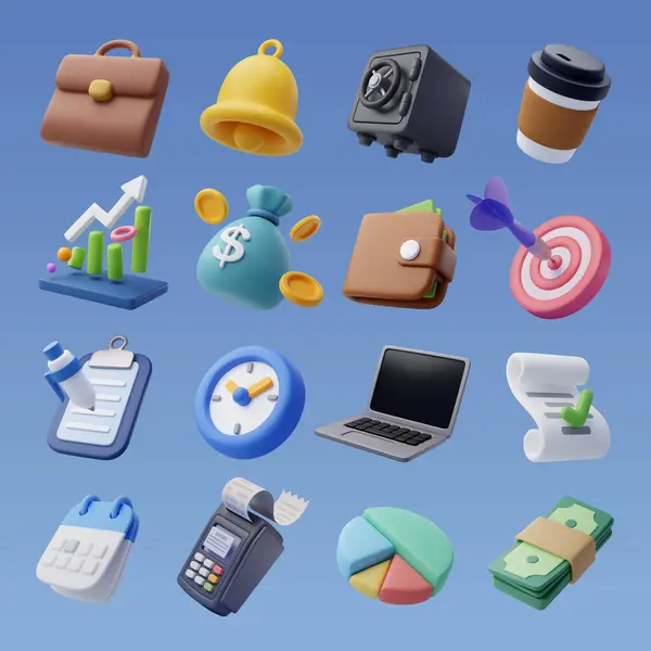 3D ofis simgesi, iş ve finans konsepti.