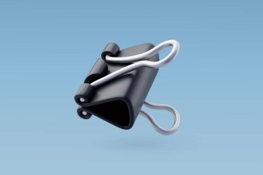 3d Vector Black paper clip, Fastener document sheets clip, Office and Business concept.