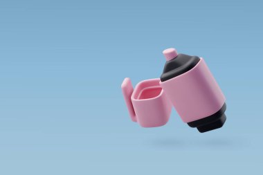 3d Vector Pink marker pen, Stationery icons, Office and Business concept. 