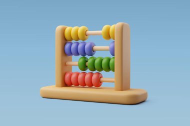 3d Vektör Tahta Abaküs, Eğitim ve Okul Elementi, Matematik Konsepti. Eps 10 Vektörü.