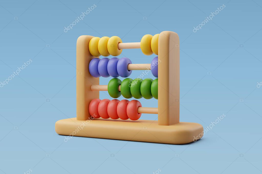 3d Vector Wooden abacus, Education and school element, math concept. Eps 10 Vector.