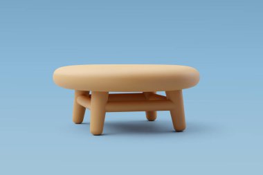 Çiçek vazosu, ev ve mobilya kavramlı 3d Vektör Ahşap masa.