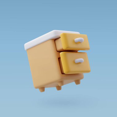 3d Vektör Deposu, beyaz kapılı ahşap dolap, ev ve mobilya konsepti.