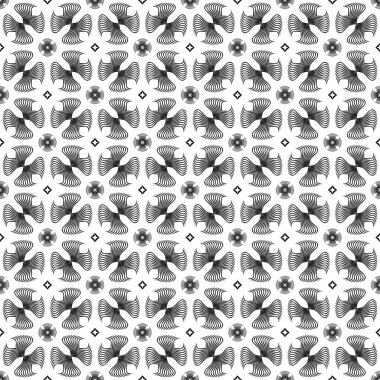 Siyah ve beyaz, daireleri olan pürüzsüz bir desen..