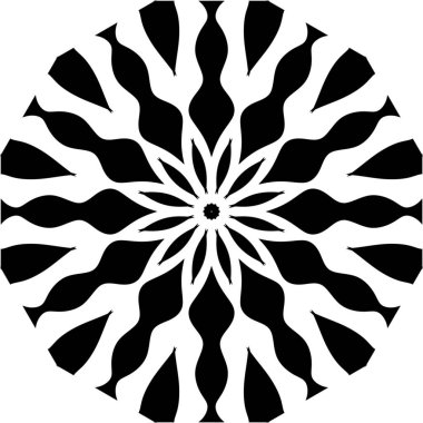 Mandala. Beyaz arka plan dekoratif elementinde siyah. Dairesel geometrik soyut çizgi sanatı