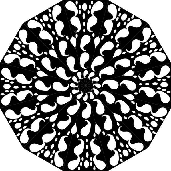 Мандала Чорний Білому Фоні Декоративний Елемент Кільцеве Геометричне Абстрактне Мистецтво — стокове фото