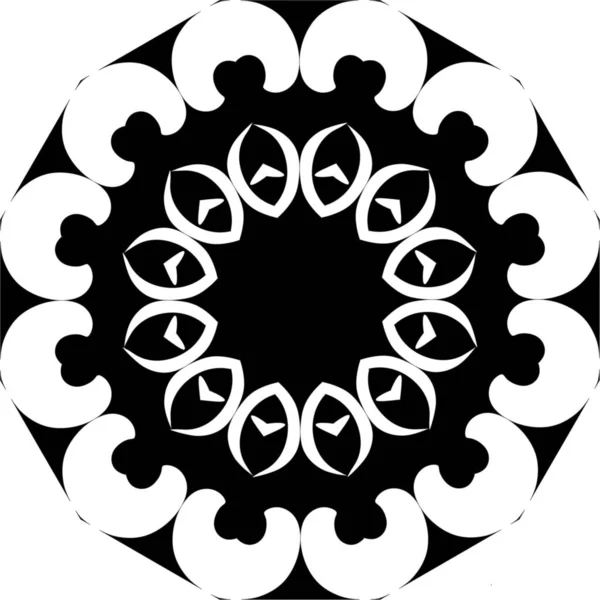 Мандала Черный Белом Фоне Декоративный Элемент Круговая Геометрическая Абстрактная Линейная — стоковое фото