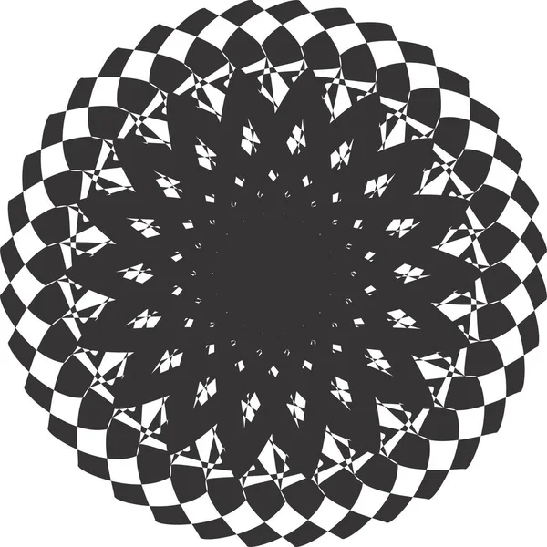 Mandala Schwarz Auf Weißem Hintergrund Dekoratives Element Kreisförmige Geometrische Abstrakte — Stockfoto
