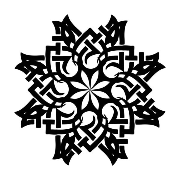 Мандала Черный Белом Фоне Декоративный Элемент Круговая Геометрическая Абстрактная Линейная — стоковое фото