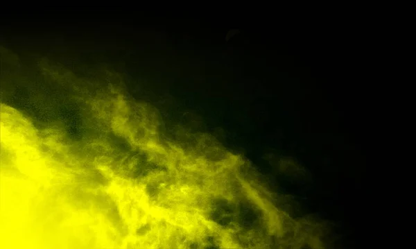 Brouillard Fumée Jaune Abstrait Sur Fond Noir Texture Isolée — Photo