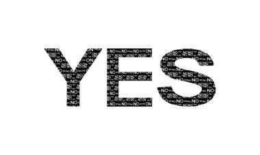 evet beyaz arkaplan üzerinde metin.