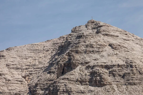 Дикая Изолированная Вершина Группе Пуэц Доломитовых Альпах Стоковое Изображение