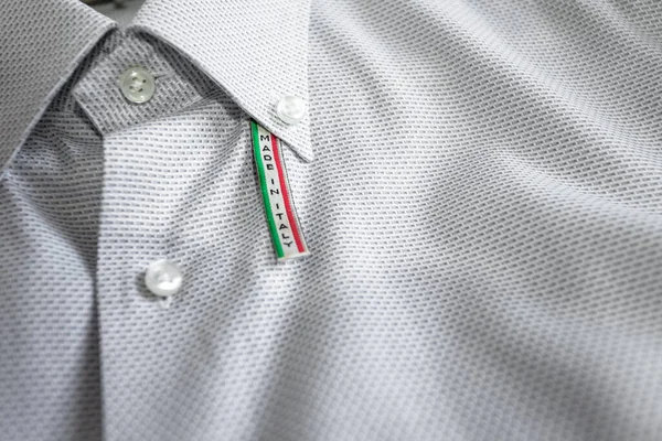 Made Italy Label Wit Katoenen Overhemd — Stockfoto