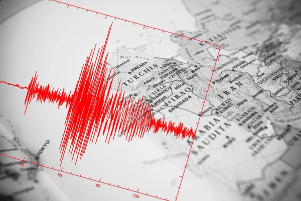 Earthquake Wave Turkey Syria Map — Stock Photo, Image