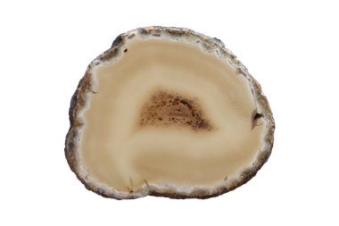 Section of a white and orange geode