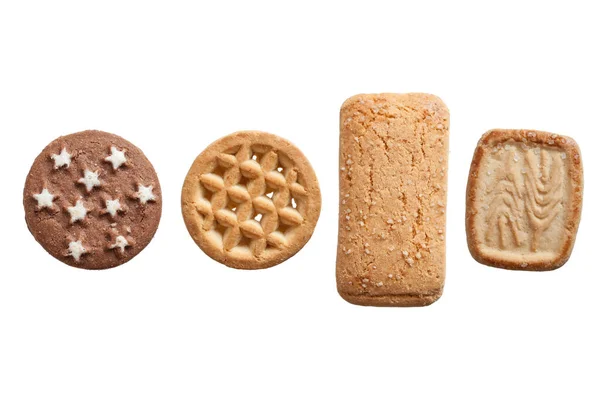 Vier Verschiedene Kekse Weißem Speck — Stockfoto