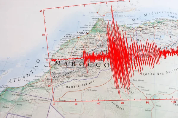 Волна Землетрясения Карте Марокко Стоковое Фото