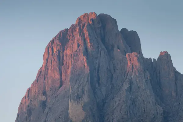 stock image The northern side of Sasso Lungo at sunrise from the Val Gardena area