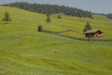 Sciliar 'ın kuzey tarafındaki geniş çayırlar Dolomitler' deki Alpe di Siusi bölgesinden geliyor.
