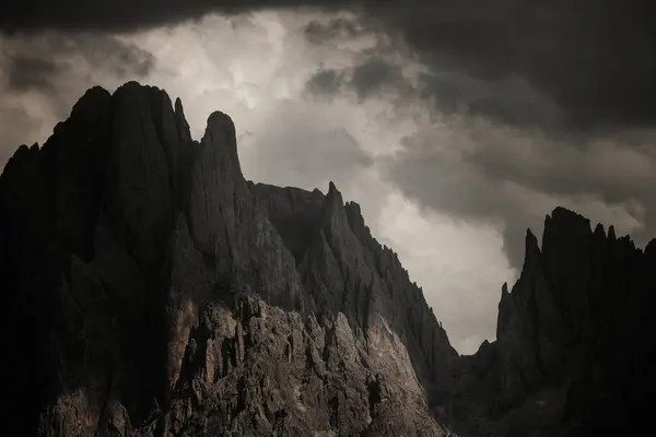 stock image The western side of Sasso Lungo from the Alpe di Siusi area in the Dolomites