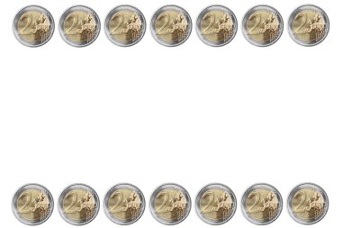 Two Euro coins on white background clipart