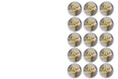 Two Euro coins on white background clipart