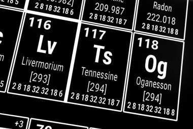 Elementlerin periyodik tablosu: Livermorium, Tennessine, Oganesson
