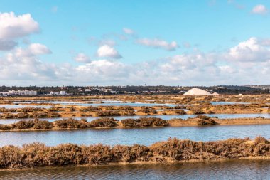 Algarve 'deki Salinas de Fuseta' nın manzarası