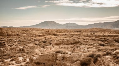 Bardenas Reales de Navarra İspanya 'nın çorak manzarası