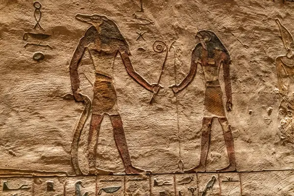 Egyptiska Hieroglyfer Väggar Graven Farao Ramses Royaltyfria Stockbilder