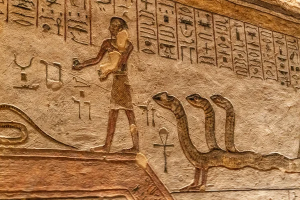 Egyptiska Hieroglyfer Väggar Graven Farao Ramses Stockfoto