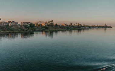 Nile River Landscape near Esna at sunset clipart