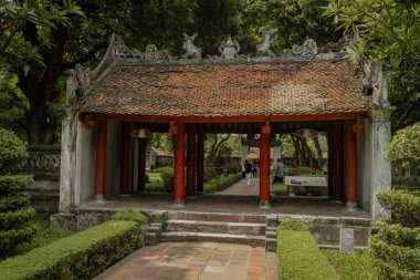 Hanoi Vietnam 'daki Edebiyat Tapınağı' nın manzarası