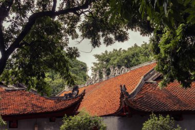 Hanoi Vietnam 'daki Edebiyat Tapınağı' nın manzarası