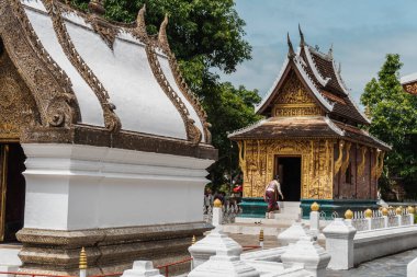 Laos 'taki Wat Xieng tanga Budist tapınağında detaylı görüş.