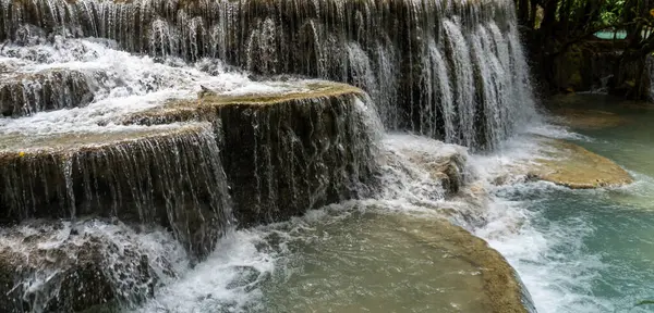 stock image Kuang Si Waterfall in the Tat Kuang Si Park nature reserve in Laos