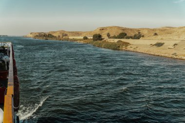 Nile landscape view from boat near Aswan clipart