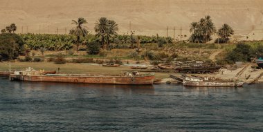 shipyard on the banks of the Nile near Esna Egypt clipart