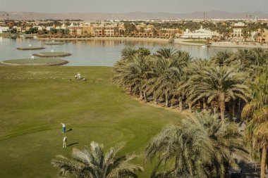 Mısır 'daki El Gouna golf sahasının manzarası
