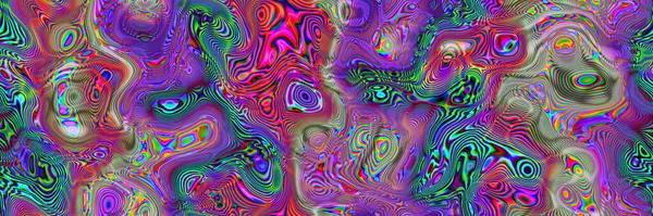 Psychedelic Geometric Pattern Curved Lines Funky Liquid Shapes Colorful Wavy — Stockfoto