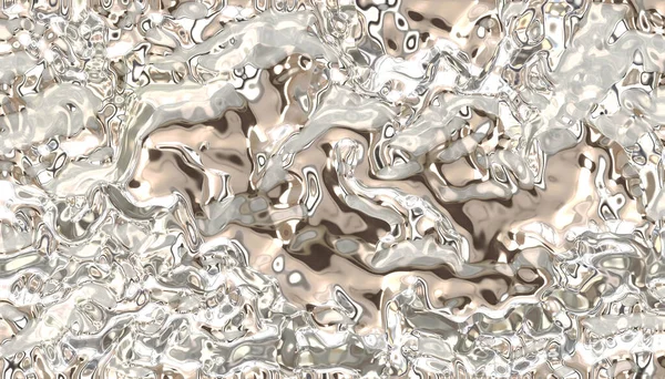 Elegantní Tekutá Béžová Leštěná Stříbrná Metalová Textura Lesklá Ocel Reflexí — Stock fotografie