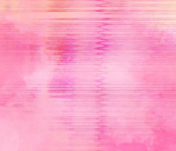 Flüssige Abstrakte Aquarell Rosa Formen Mit Chaotischen Horizontalen Fehlerlinien Pastellfarbener — Stockfoto