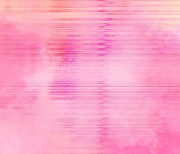 Liquid abstract watercolor pink shapes with glitch messy horizontal error lines. Pastel lilac orange pink watercolor background with liquid blob shapes on panoramic banner. Fantasy funny kids dream