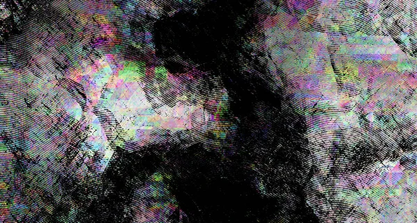 Grunge Glitch Digitale Colorato Banner Con Effetto Rumore Inciso Futuristico — Foto Stock