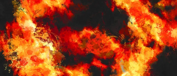 在恐怖火焰的设计中 卷起暗橙色的红色污迹 炽热的水色飞溅或斑点 燃起痛苦的火焰 万圣节热背景泥泞 抽象秋天纹理设计从黑暗到温暖 — 图库照片