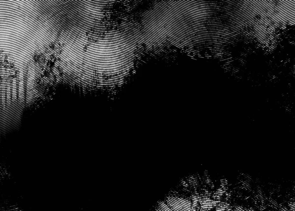 摘要黑白手稿中带有雕刻波浪形线条的抽象单色背景 单色半色调 有黑点 黑斑状 — 图库照片