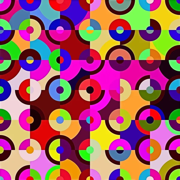 Canlı Renkli Geometrik Deco Şekilli Daireler Tuhaf Geometrik Şekiller Psikedelik — Stok fotoğraf