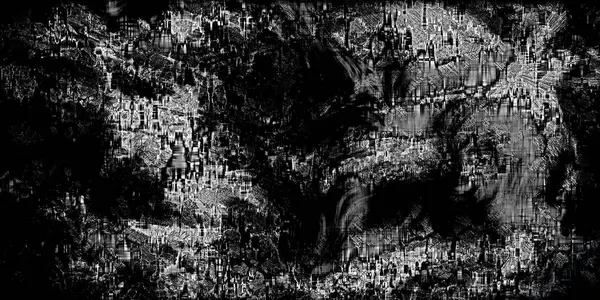 Monochrome Donkere Horror Abstracte Geometrische Vormen Zwart Grijstinten Manuscript Met — Stockfoto